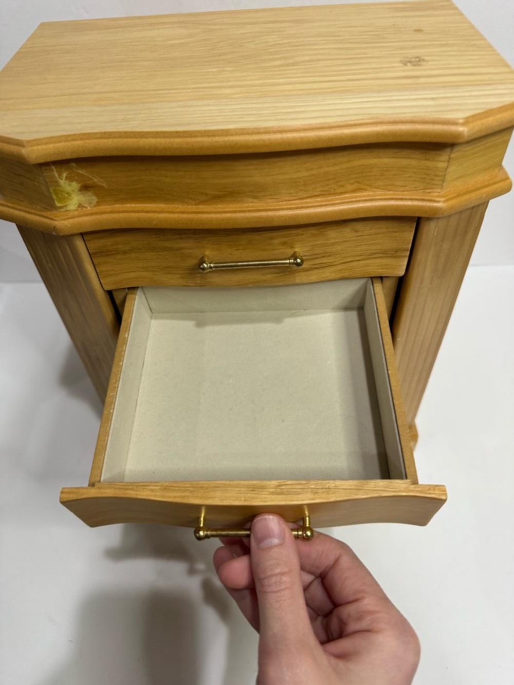 Vintage Standing Oak Wood Jewelry Box Armoire - Picture 10 of 13